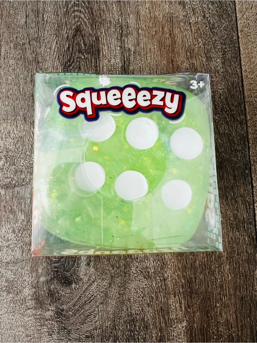 Squeezy Green Glitter Sensory Dice Viral Target Squishy NEW